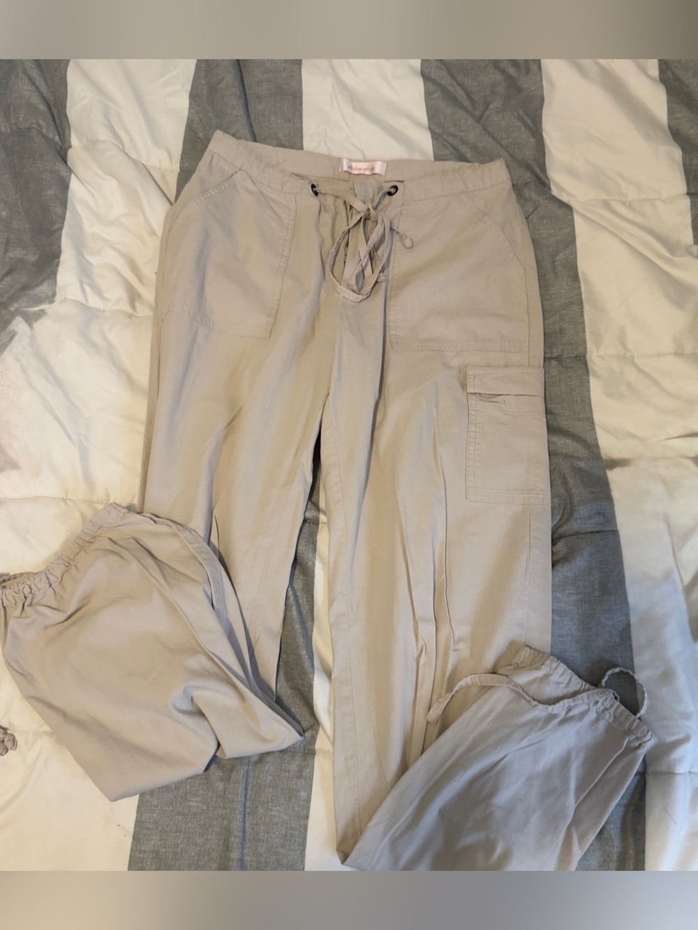 Xhilaration Beige Drawstring Cargo Pants
